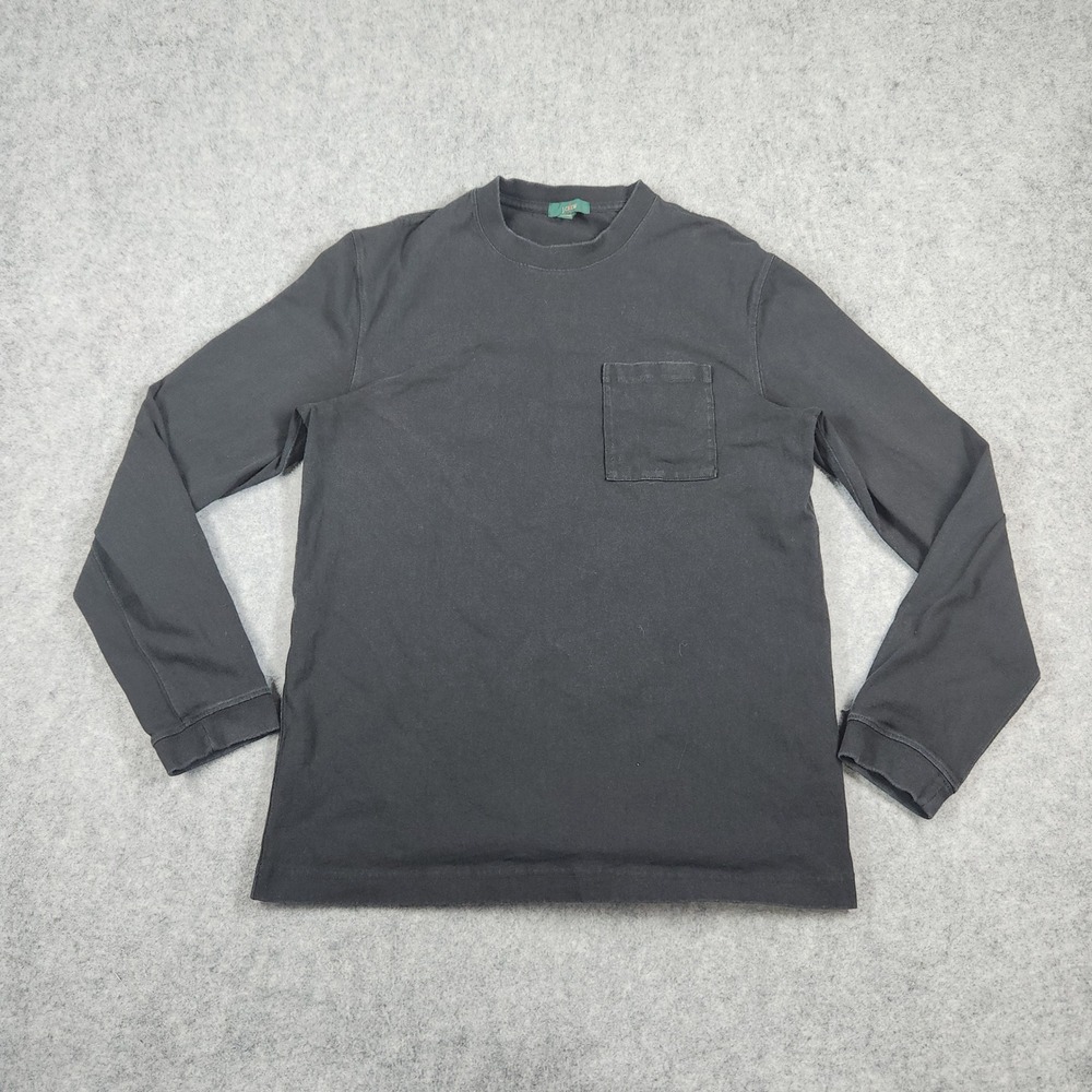 J. Crew Long Sleeve T-Shirt Mens Small Black Pocket Cotton Crew Neck Solid